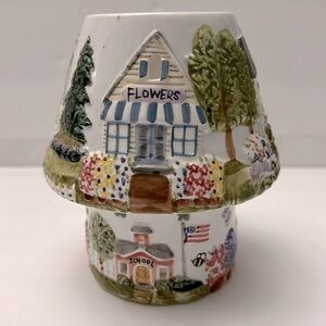 Vintage Small Jar Candle Holder and Shade Our Town Little Village 2000